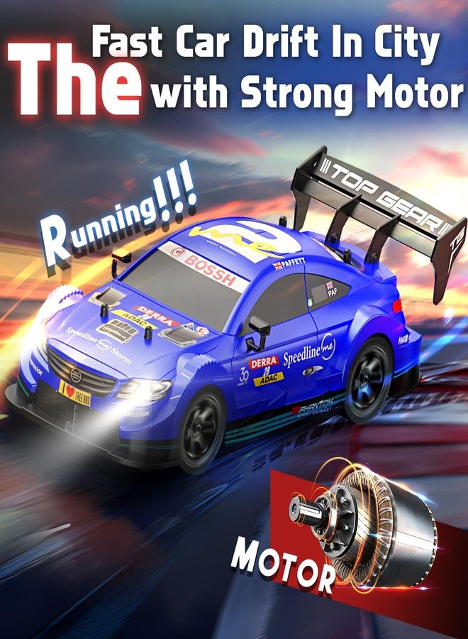 Sakeye RC Drift Car, 1/16 Drifting RC Car 4WD 2.4GHz High Speed RC Cars for Adults Fast Remote Control Cars Blue Racing Vehicle with Lights Rechargeable Batteries Drifting Tire for Kids Boys - Image 2
